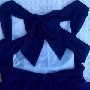 DEB PROM NAVY DRESS W CRINOLINE RUFFLE and BOW